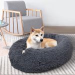 Ortopedic Large Dog XXL Calming 100cm Dark Gray Fluffy Sofa Donut Memory Form Long Plush - Image 4