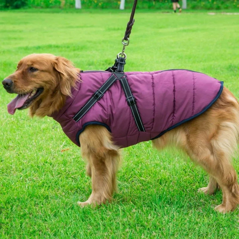 Large dog jacket with harness, warm and soft winter waterproof Large dog jacket with harness, warm and soft winter waterproof