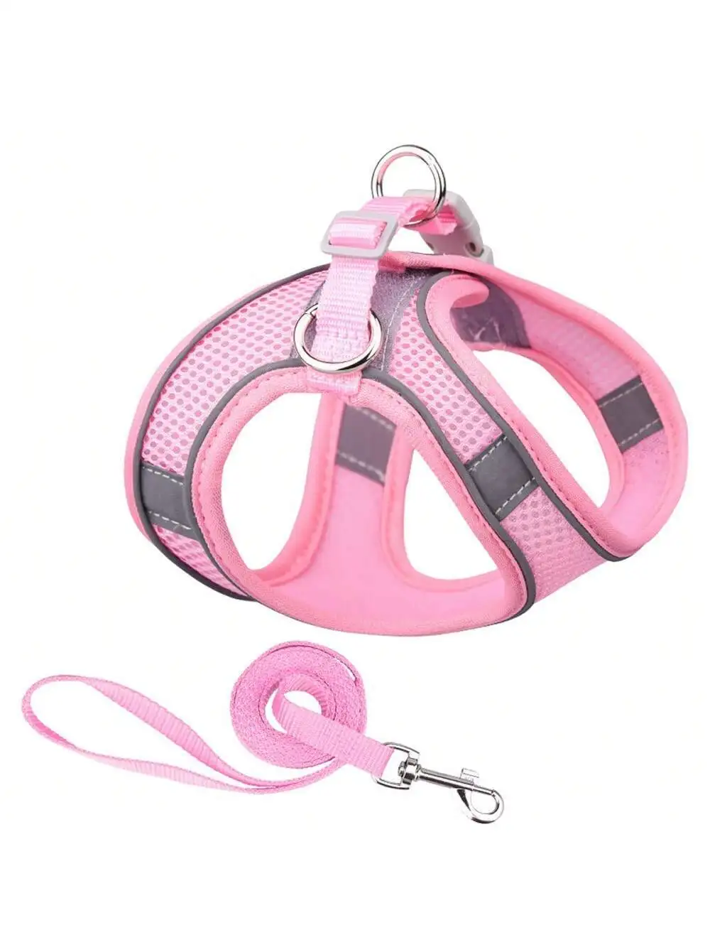 Breathable mesh pet strap on chest and back with reflective mesh pattern Breathable mesh pet strap on chest and back with reflective mesh pattern